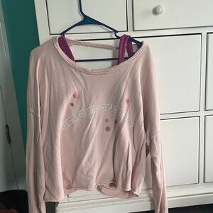 Pink Graphic Sweatshirt Aerie with colored tank top (not from aerie but match)